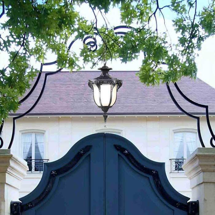 Outdoor Waterproof LED Ceiling Pendant Light - Vintage Glass Design, Die-Cast Aluminum Construction, All-Weather Patio Garden Fixture