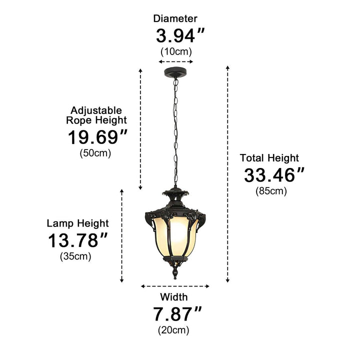Outdoor Waterproof LED Ceiling Pendant Light - Vintage Glass Design, Die-Cast Aluminum Construction, All-Weather Patio Garden Fixture