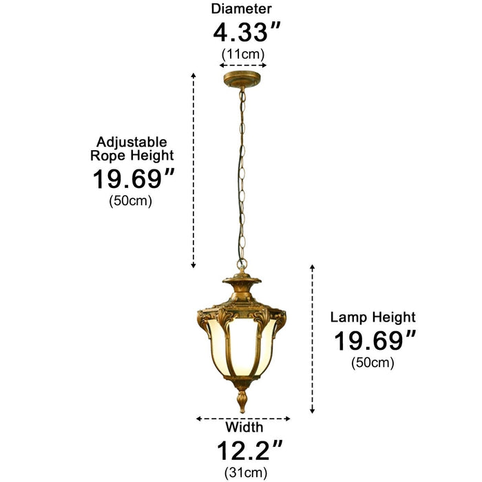 Outdoor Waterproof LED Ceiling Pendant Light - Vintage Glass Design, Die-Cast Aluminum Construction, All-Weather Patio Garden Fixture