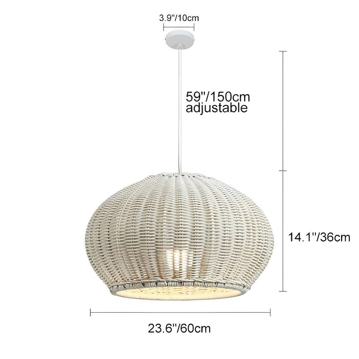 Outdoor Oval Rattan Lantern - Waterproof Pendant Light, Garden Porch Chandelier, Rustic Hanging Lamp