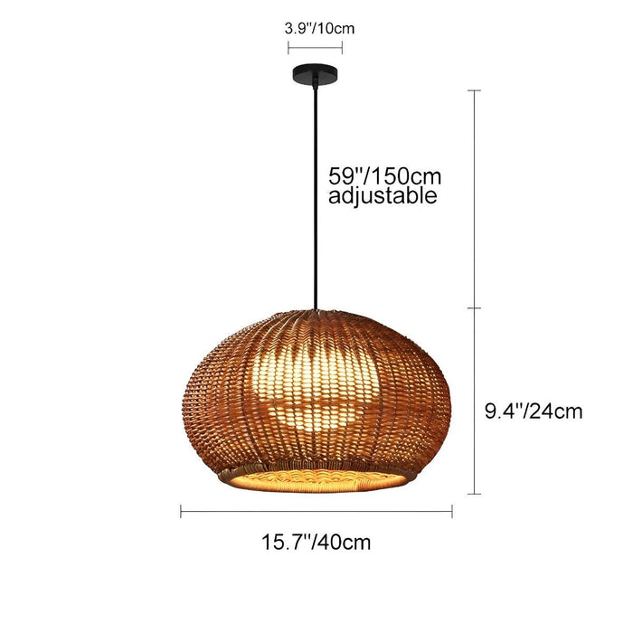 Outdoor Oval Rattan Lantern - Waterproof Pendant Light, Garden Porch Chandelier, Rustic Hanging Lamp