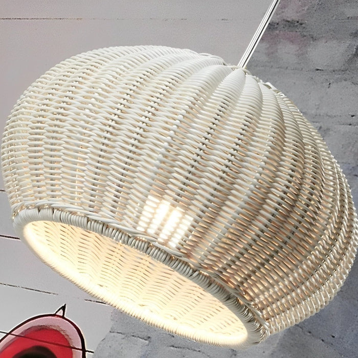 Outdoor Oval Rattan Lantern - Waterproof Pendant Light, Garden Porch Chandelier, Rustic Hanging Lamp