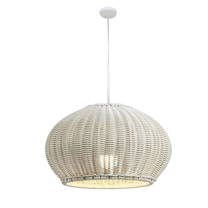 Outdoor Oval Rattan Lantern - Waterproof Pendant Light, Garden Porch Chandelier, Rustic Hanging Lamp