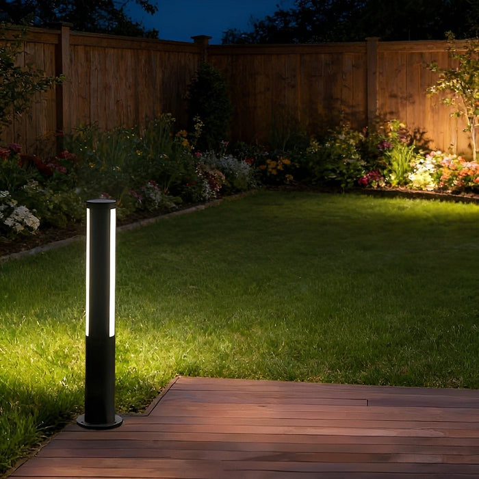 Outdoor Cylindrical Pathway Post Bollard Light - Waterproof LED Landscape Lighting - Garden, Driveway, Courtyard