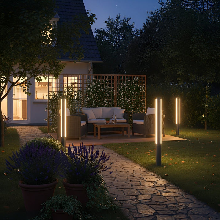 Outdoor Cylindrical Pathway Post Bollard Light - Waterproof LED Landscape Lighting - Garden, Driveway, Courtyard