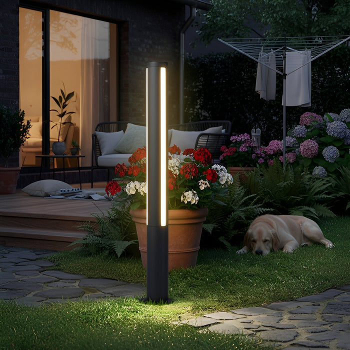 Outdoor Cylindrical Pathway Post Bollard Light - Waterproof LED Landscape Lighting - Garden, Driveway, Courtyard