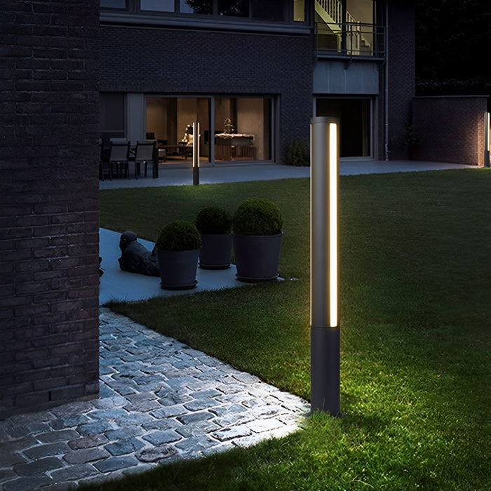 Outdoor Cylindrical Pathway Post Bollard Light - Waterproof LED Landscape Lighting - Garden, Driveway, Courtyard
