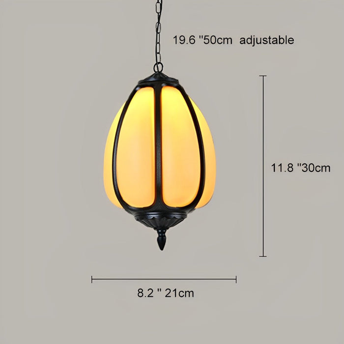 Pumpkin Pendant Light - Outdoor Waterproof Lantern, Garden Patio Hanging Lamp, Weatherproof Chandelier for Courtyard Decor