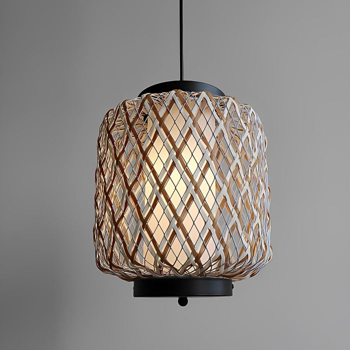 Outdoor Waterproof Rattan Hanging Lanterns - Adjustable Pendant Light for Patio, Garden, Exterior Corridor - Rustic Woven Design
