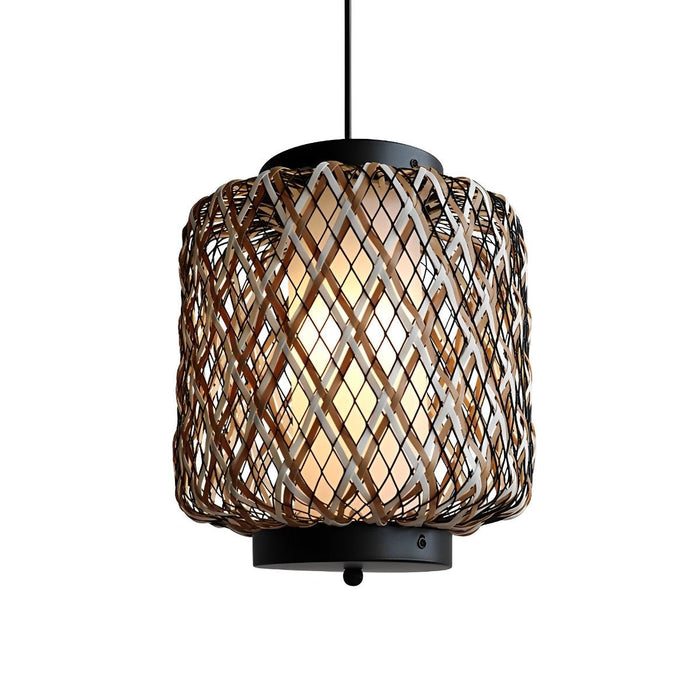 Outdoor Waterproof Rattan Hanging Lanterns - Adjustable Pendant Light for Patio, Garden, Exterior Corridor - Rustic Woven Design