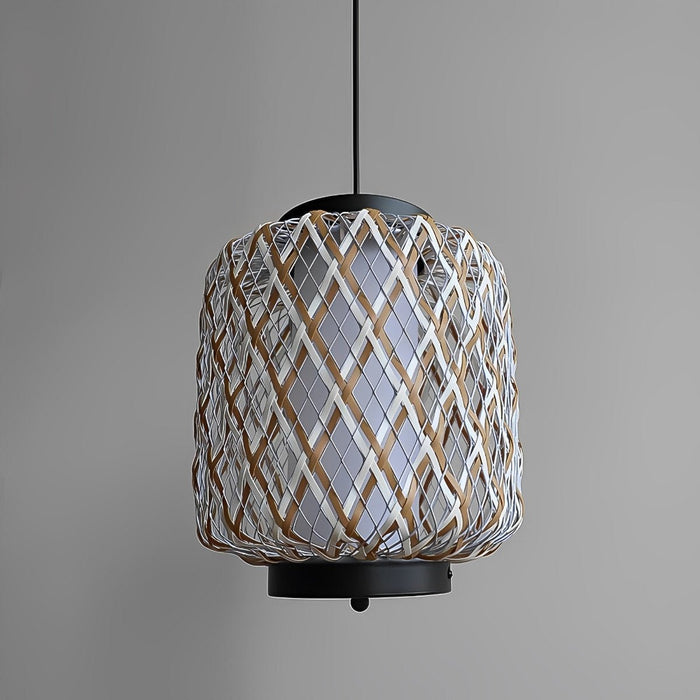 Outdoor Waterproof Rattan Hanging Lanterns - Adjustable Pendant Light for Patio, Garden, Exterior Corridor - Rustic Woven Design