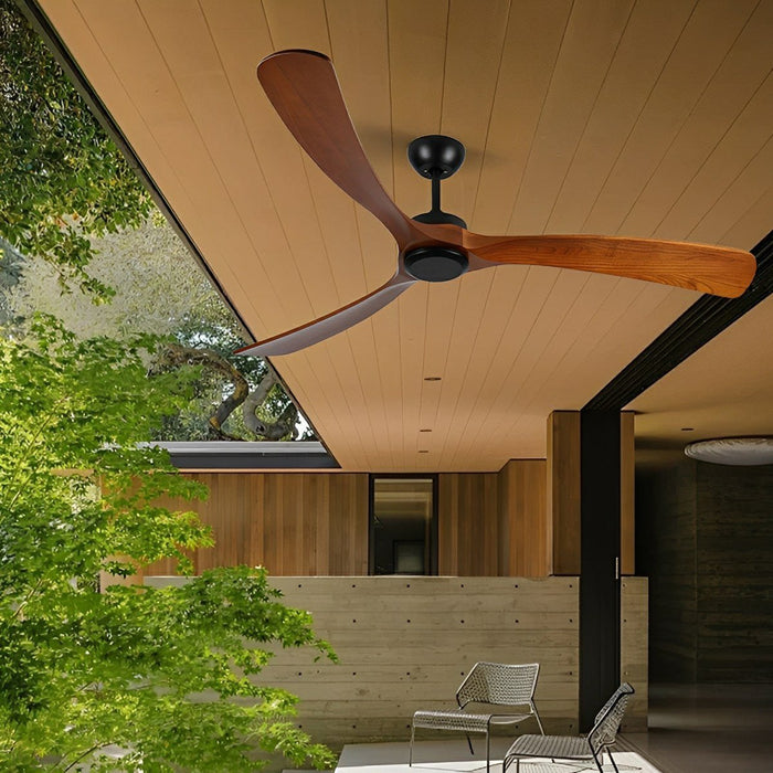 Outdoor Waterproof Wood Reverse Ceiling Fan - Patio Deck Porch, Damp Location Rated