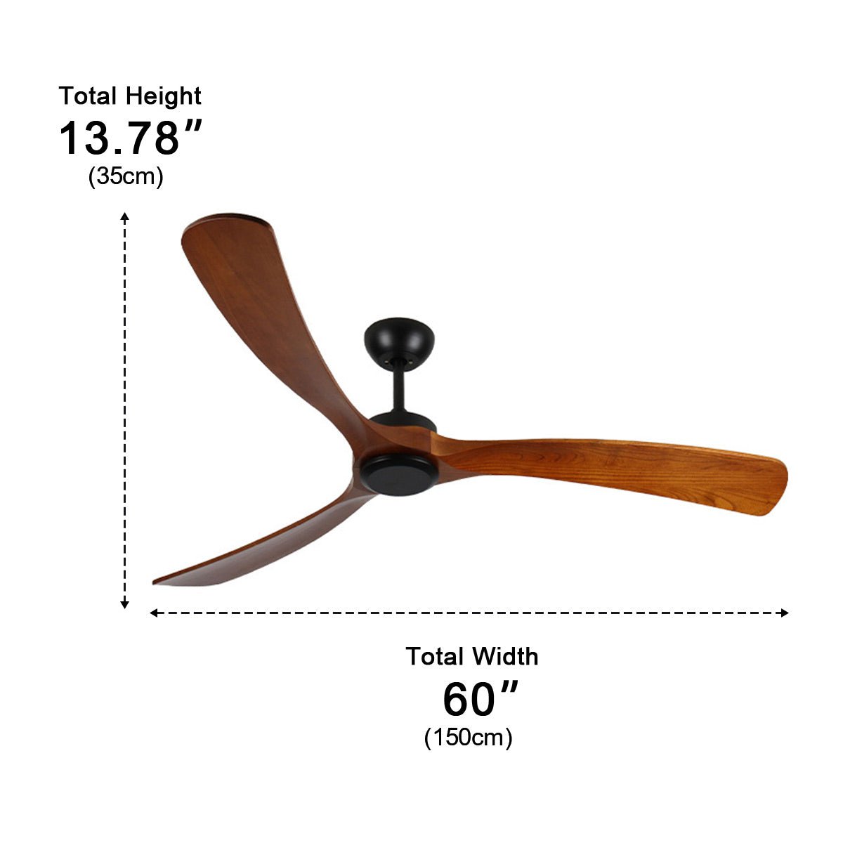 Outdoor Waterproof Wood Reverse Ceiling Fan - Patio Deck Porch, Damp Location Rated