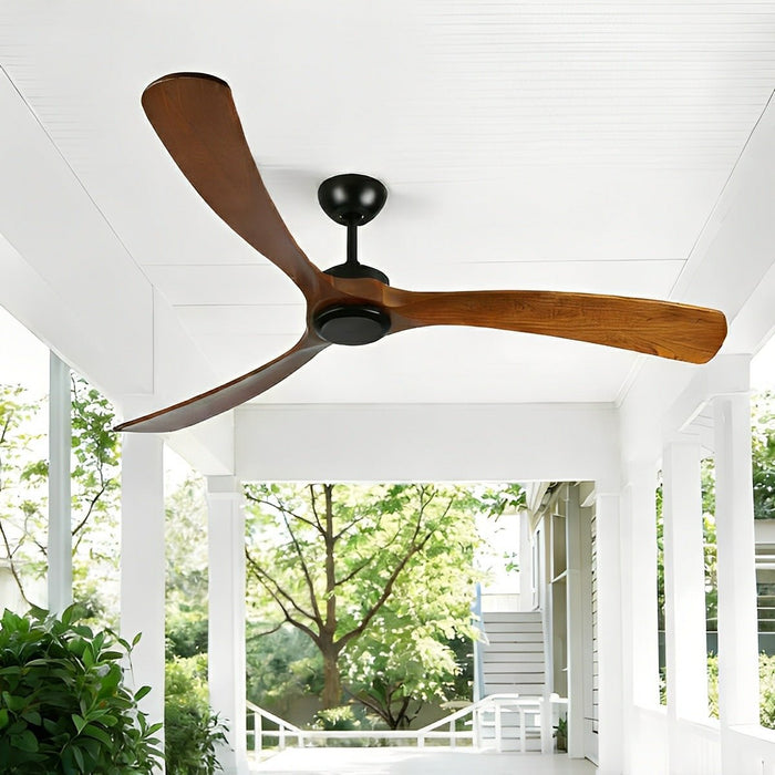 Outdoor Waterproof Wood Reverse Ceiling Fan - Patio Deck Porch, Damp Location Rated