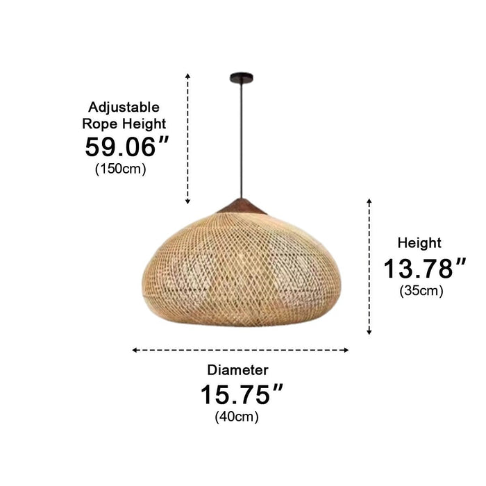 Oval-shaped Rattan Pendant Light - Handmade Woven Boho Hanging Lamp, Natural Fiber Ceiling Fixture