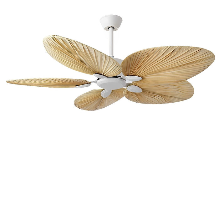 Palm Leaf Ceiling Fan - Silent DC Motor, Remote Control - Tropical Wrought Iron Design