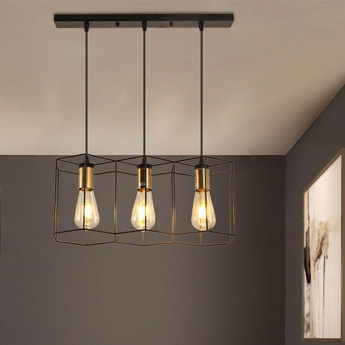 5 or 3 Light Metal Square Line LED Nordic Pendant Lighting Kitchen Island Lighting