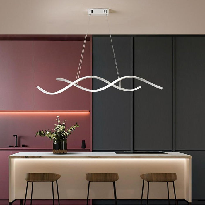 Dual Wave Design Dimmable Pendant Lighting Modern Metal LED Kitchen Lighting Dining Room Lighting Ceiling Light