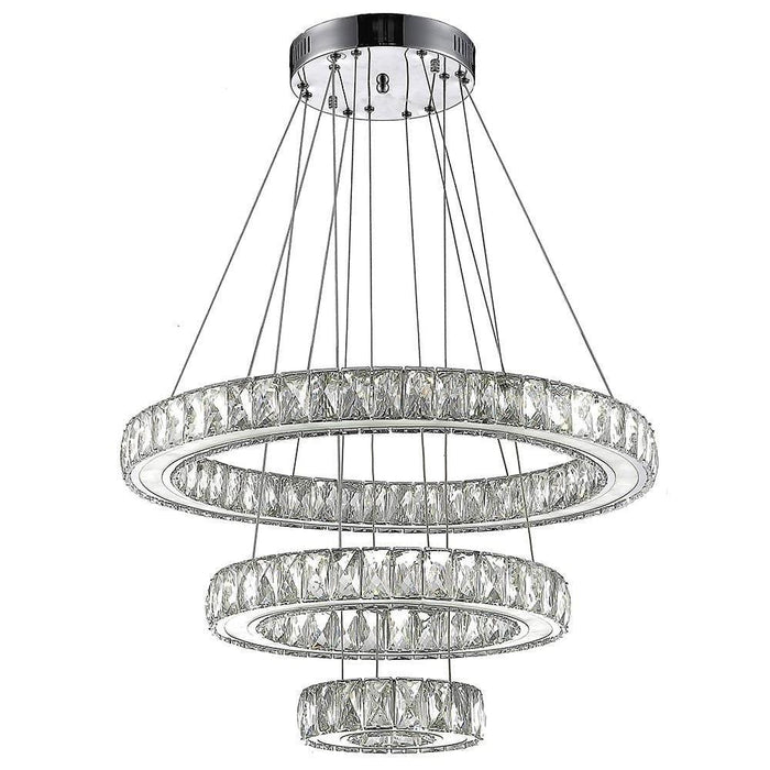 Contemporary 3 Ring Pendant Electroplated Crystal Chandeliers