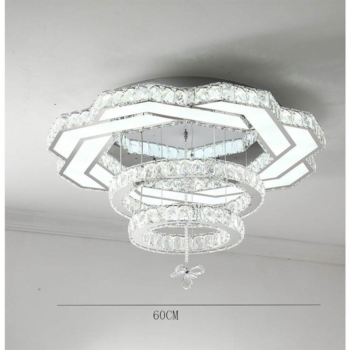 Ambient Crystal LED Flush Mount Light - 20''/24''/31''. Gold or Silver