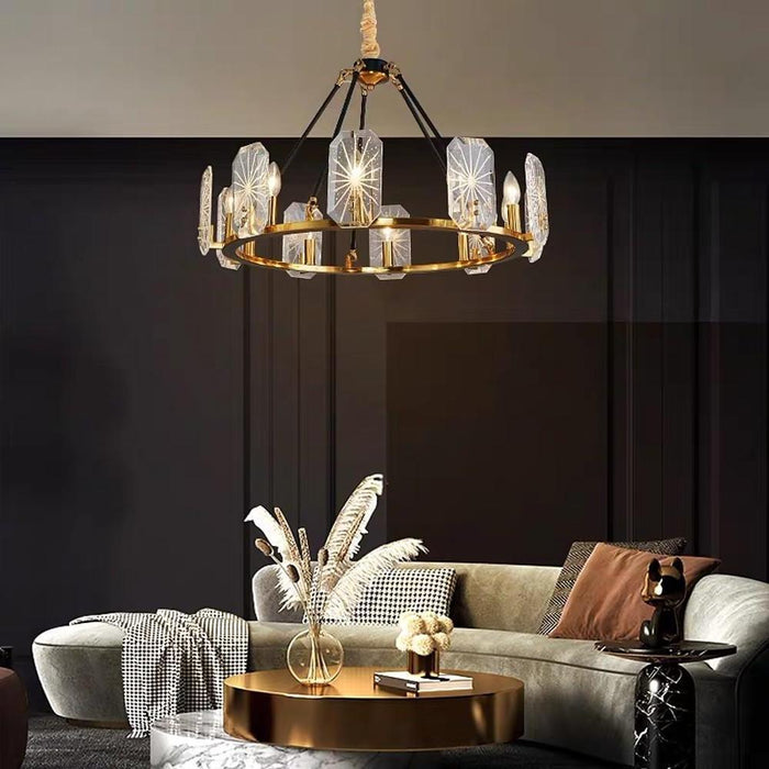 Wagon Wheel Chandeliers - 8 or 10 Lights. Gold Finish