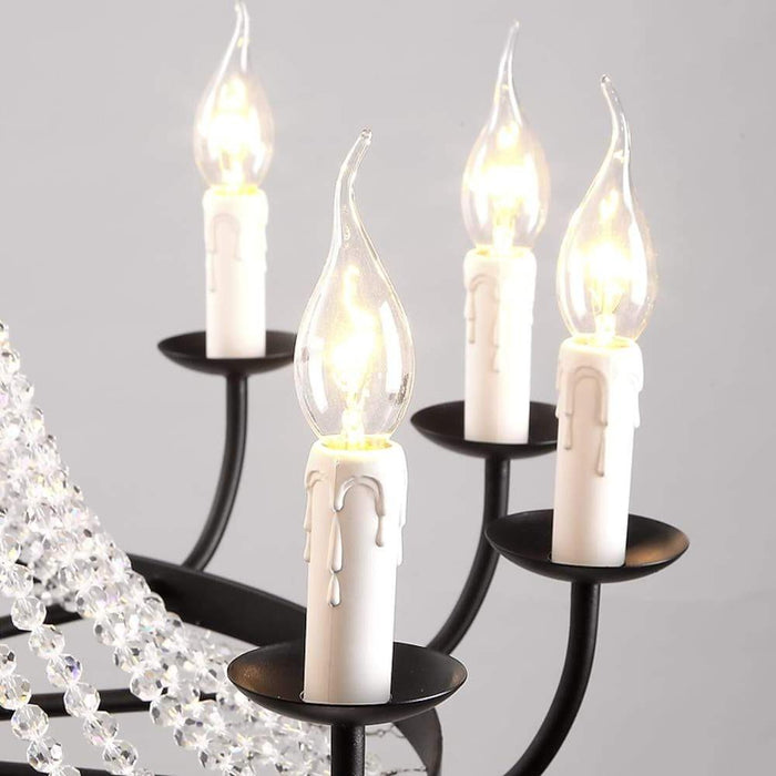 Empire Wagon Wheel Chandelier - 8/10/12 Candle Lights.  20'' Adjustable Chain. Crystal Accents