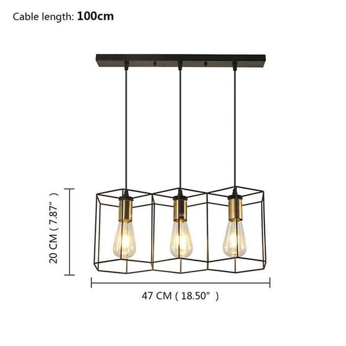 5 or 3 Light Metal Square Line LED Nordic Pendant Lighting Kitchen Island Lighting
