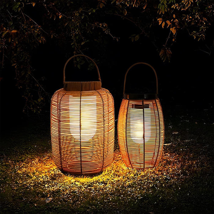 Portable Lantern Solar Outdoor Light - Rattan Woven / LED Waterproof, Garden Patio Decor