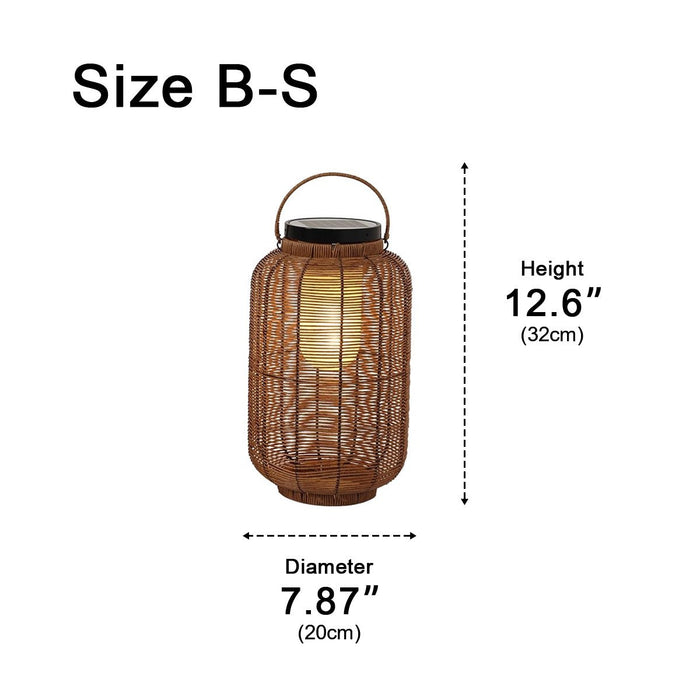 Portable Lantern Solar Outdoor Light - Rattan Woven / LED Waterproof, Garden Patio Decor