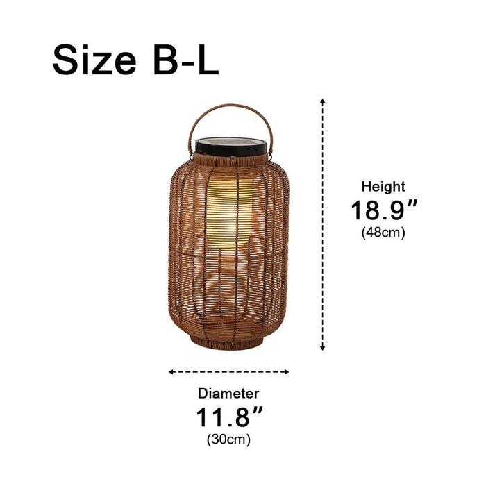 Portable Lantern Solar Outdoor Light - Rattan Woven / LED Waterproof, Garden Patio Decor