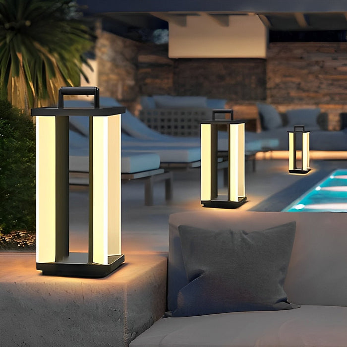 Solar Powered Lantern Light - Modern Black Portable Design for Outdoor Lawn and Garden Illumination