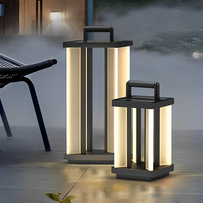 Solar Powered Lantern Light - Modern Black Portable Design for Outdoor Lawn and Garden Illumination
