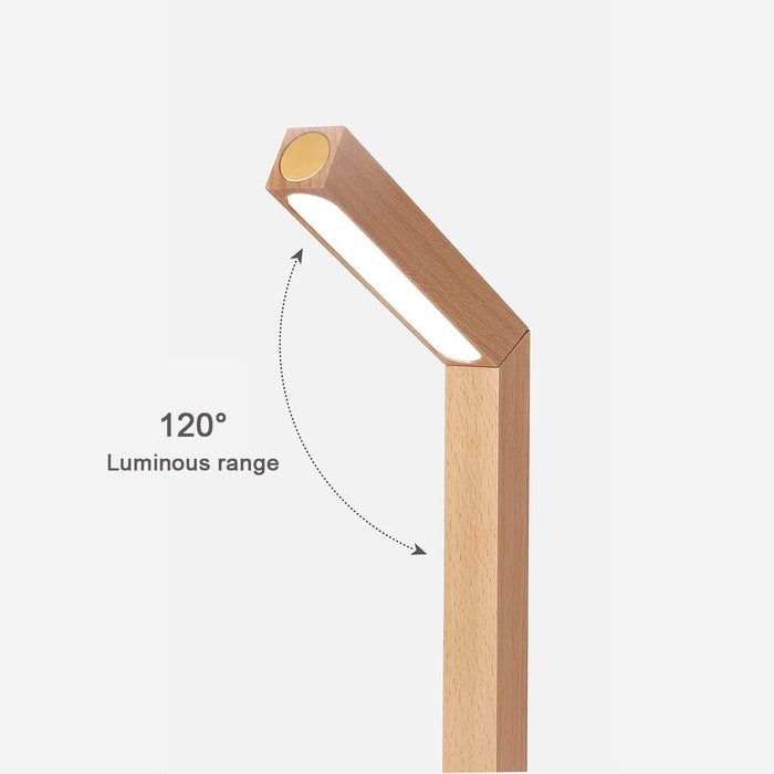 Portable LED Dimming Light Strip Table Lamp - Walnut Wood Finish, Rechargeable Cordless Design, Modern Minimalist Aesthetic