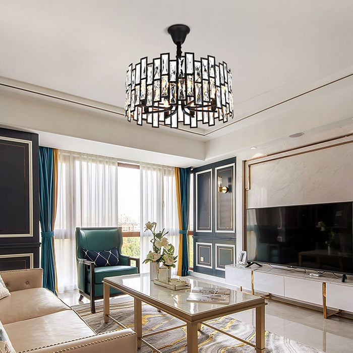 Postmodern Minimalist Living Room Crystal Chandelier with Three-color Led