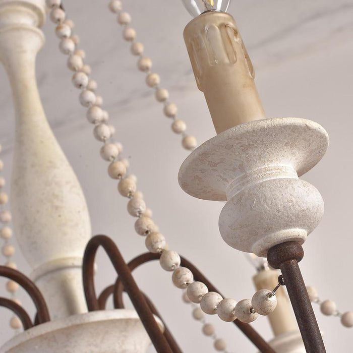 Candle Shaped Beaded Tassel LED Rustic Chandelier Pendant Light Hanging Lamp