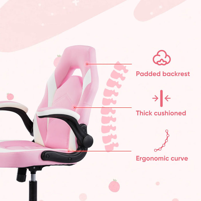 PU Leather Ergonomic Office Chair - Swivel Computer Gaming Chair with Lumbar Support