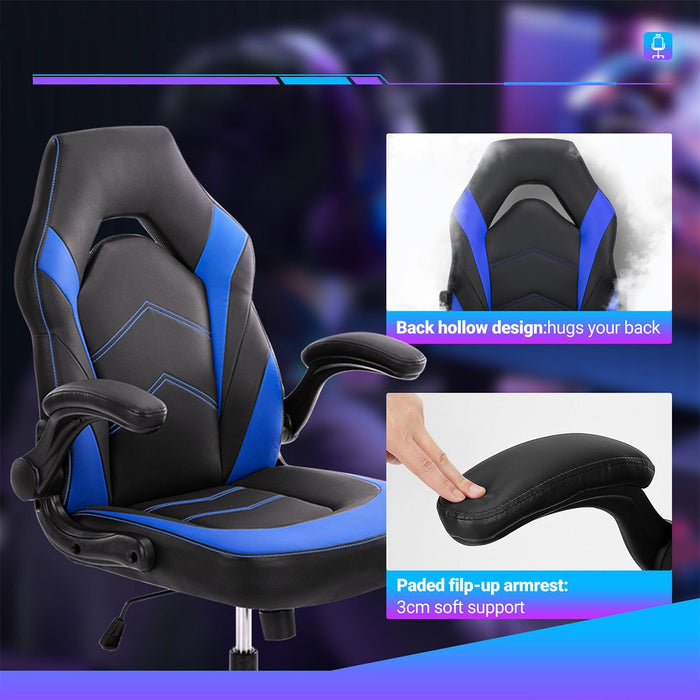 PU Leather Ergonomic Office Chair - Swivel Computer Gaming Chair with Lumbar Support