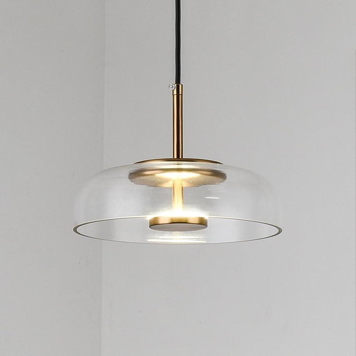 Circular Electroplated Metal Glass LED Modern Pendant Light Hanging Lamp