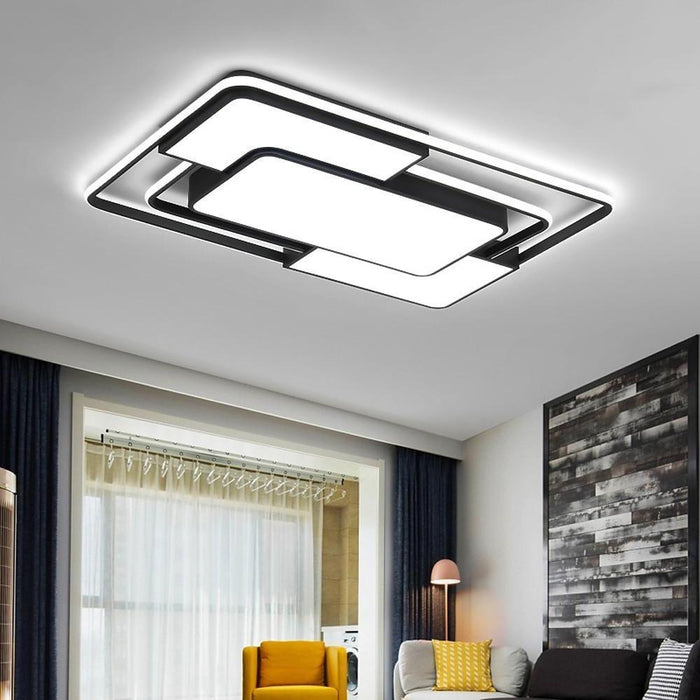 Overlapping Squares Metal Flush Mounted Lights Geometrical LED Ceiling Light