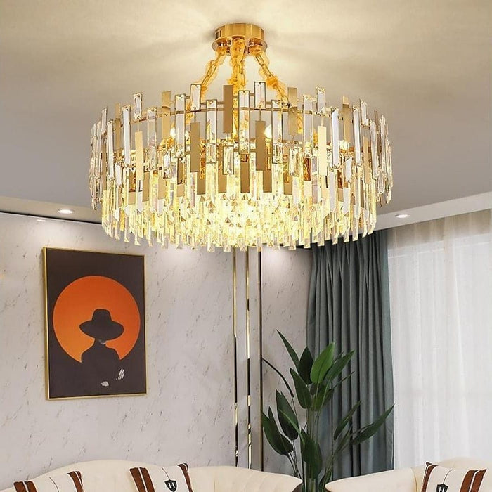 Queen Golden Crystal Chandelier - Modern Luxury. 9/12/17 Lights. Adjustable Height. 110-120V