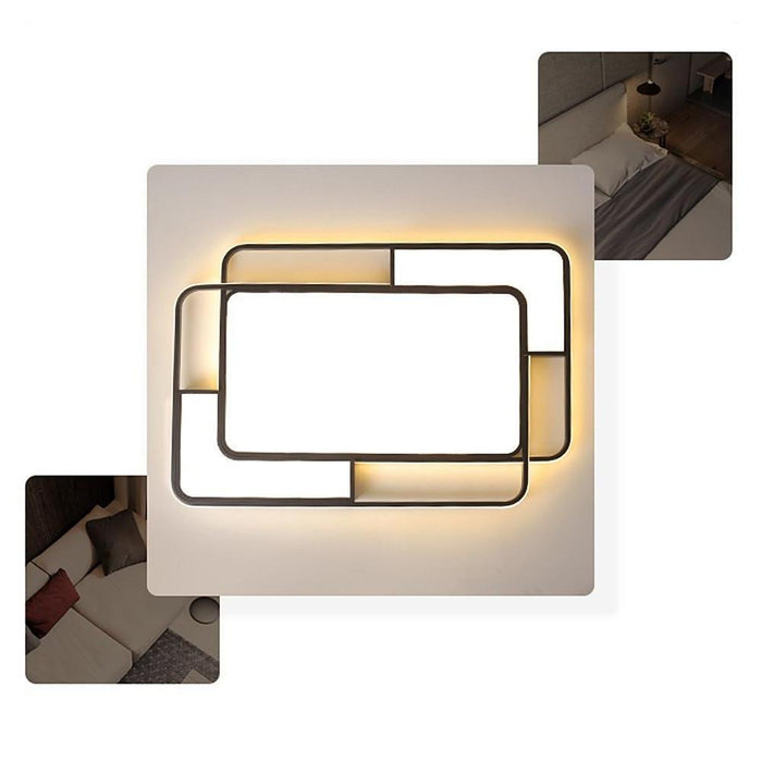 Overlapping Squares Metal Flush Mounted Lights Geometrical LED Ceiling Light