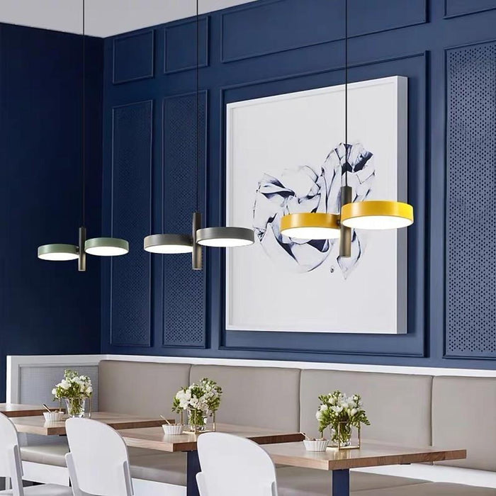 Double Circle Modern Pendant Lighting for Kitchen Island Metal Pendant Light