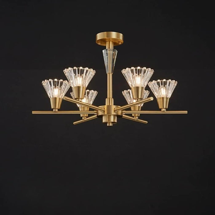 6-light LED Glass Copper Modern Ceiling Lights Flush Mount Lighting