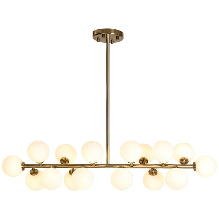 Modern Gold Kitchen Island Light - 16-Light Linear Iron & Global Glass Ceiling Lights Fixture | 48W. 110V. Hardwired. Indoor