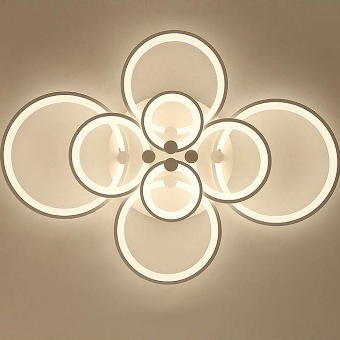 White/Black Acrylic Overlapping Rings LED Semi Flush Mount Ceiling Light