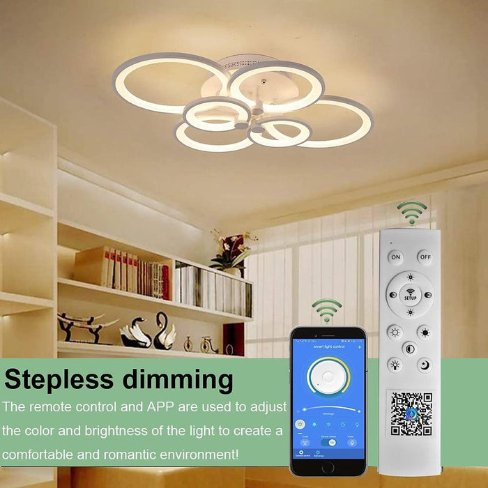 White/Black Acrylic Overlapping Rings LED Semi Flush Mount Ceiling Light