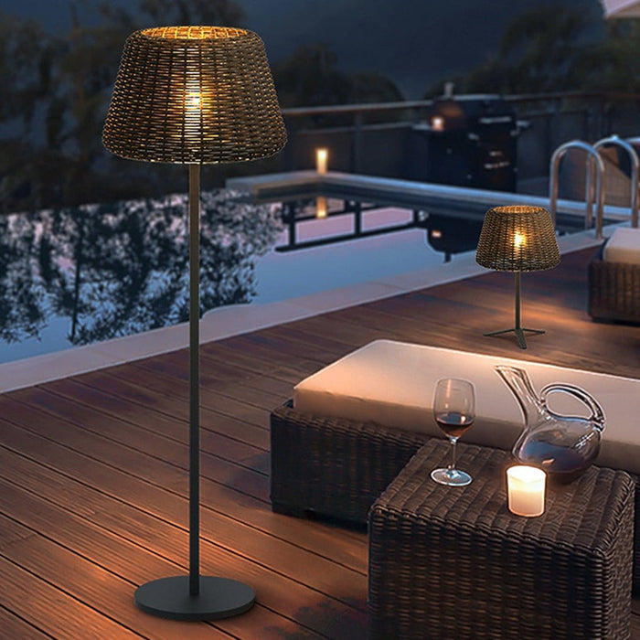 Rattan Craft Waterproof LED Outdoor Landscape Decorative Lighting Chandelier Table Lamp