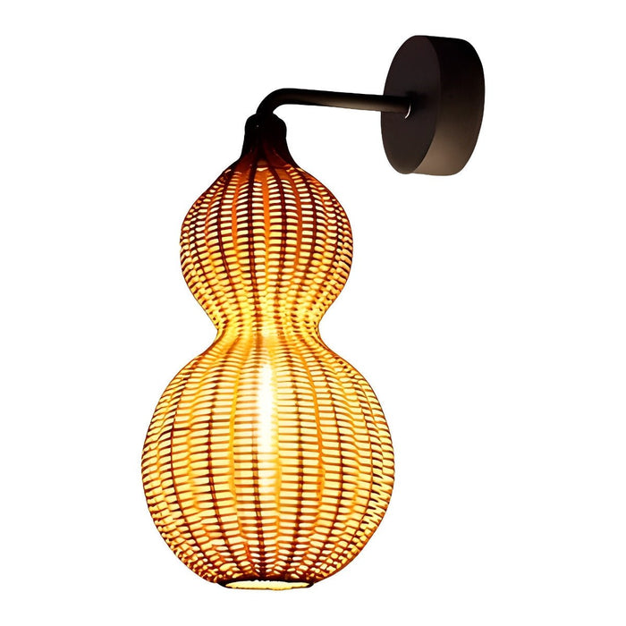Rattan Gourd Outdoor String Lights - Weatherproof Hanging Solar-Powered LED Patio Lamps for Garden, Backyard, and Porch Decor