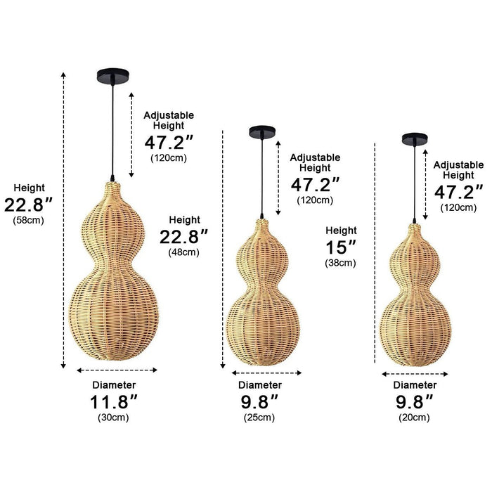 Rattan Gourd Outdoor String Lights - Weatherproof Hanging Solar-Powered LED Patio Lamps for Garden, Backyard, and Porch Decor