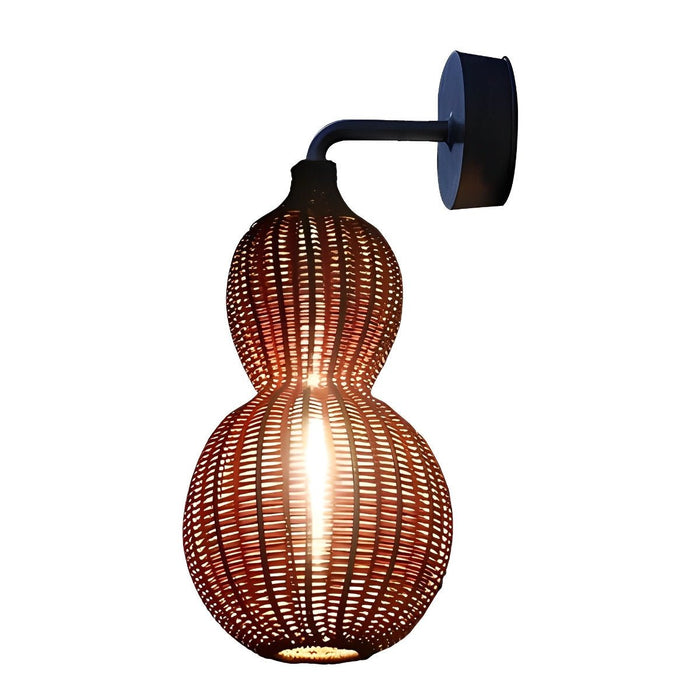 Rattan Gourd Outdoor String Lights - Weatherproof Hanging Solar-Powered LED Patio Lamps for Garden, Backyard, and Porch Decor